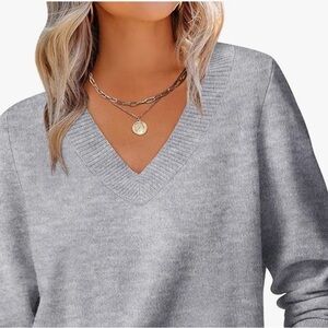 Autumn Cashmere Light Gray V-Neck Sweater